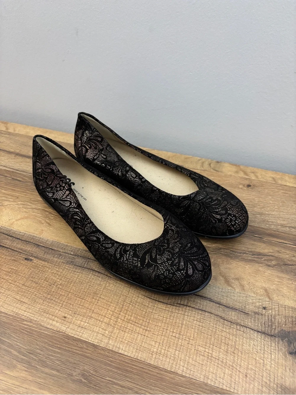 SAS Scenic Ballet Flat Shoes Black Lace Women’s
